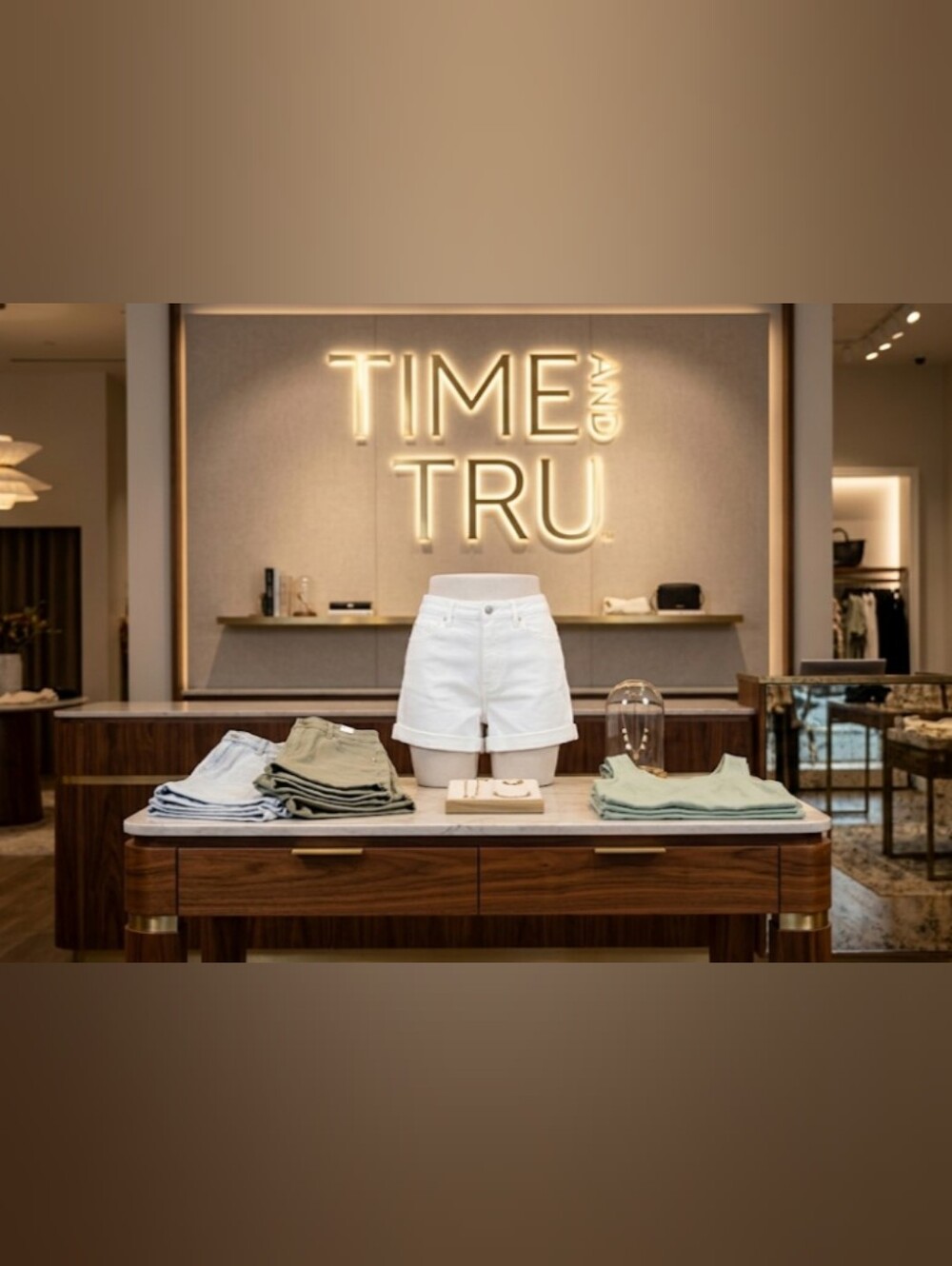 ​NWT Time and Tru White Denim-look Shorts Medium 8-10 Pull On 5 Inseam